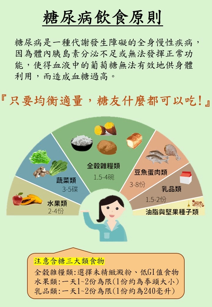 糖尿病飲食原則示意圖